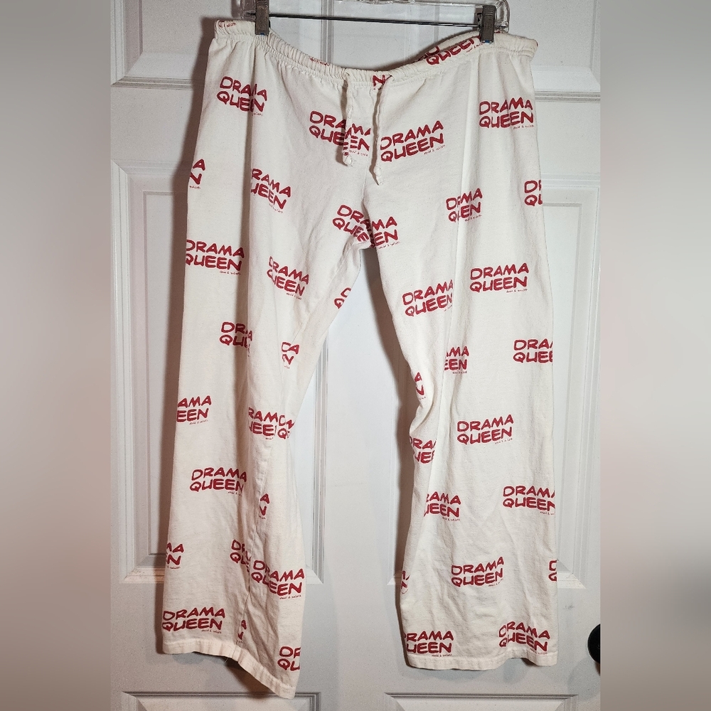 Drama Queen Red Print Cream Lounge Pajama Pants